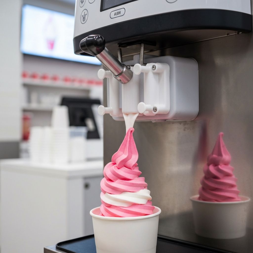 Frozen yogurt self-serve machine with multiple flavors